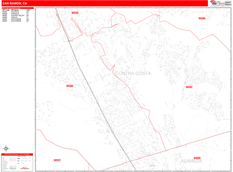 San Ramon Digital Map Red Line Style
